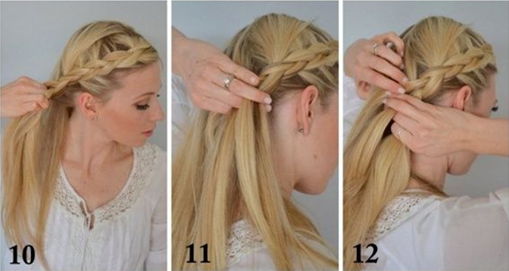 Коли все волосся буде вплетені, косу можна заплести традиційним трьохпрядні способом