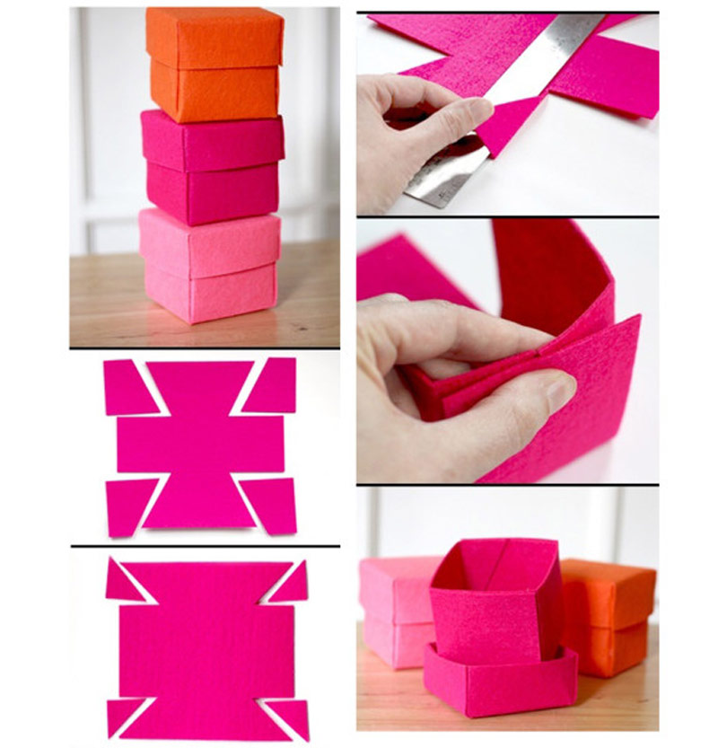 Ось такі чудові коробочки можна створити з фетру: